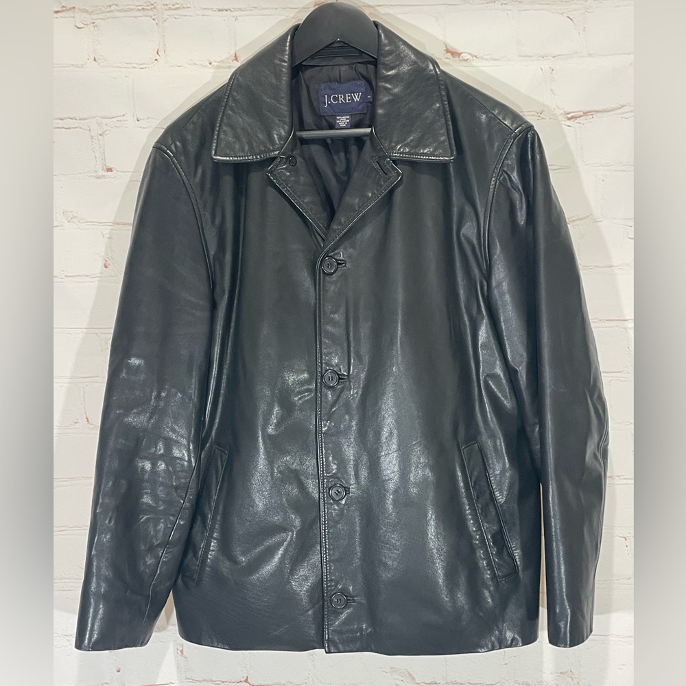 J. Crew Black Leather Jacket - Men - size small